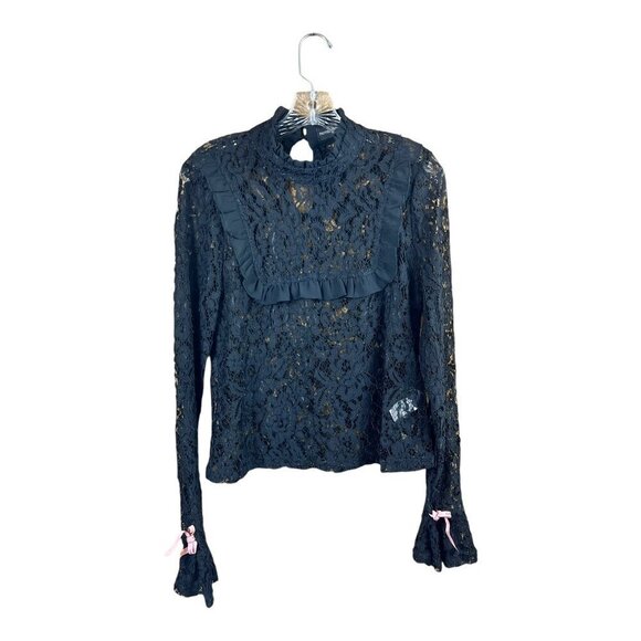 Pretty Little Thing Tops - Pretty Little Thing Women's Black Lace Flare Sleeve Top